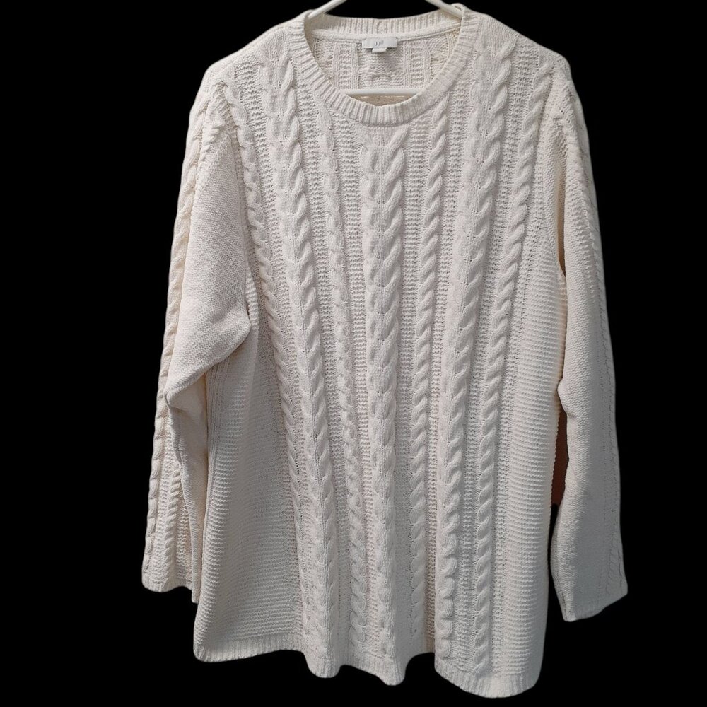 J Jill Pullover Sweater Womens Size XL White Knit Crew Neck Long Sleeve - Picture 7 of 7